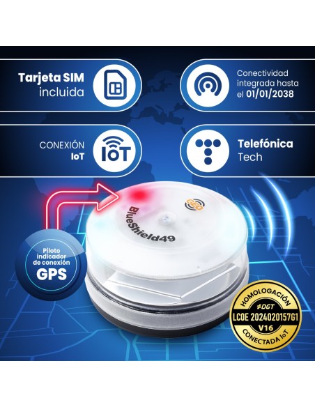 GeoBlueShield49 Premium – Baliza V16 conectada homologada DGT 2026