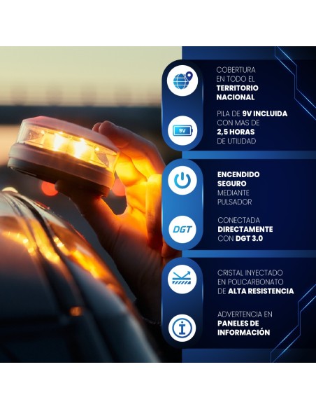 GeoBlueShield49 Premium – Baliza V16 conectada homologada DGT 2026