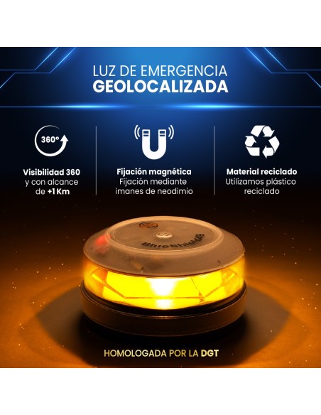 GeoBlueShield49 Premium – Baliza V16 conectada homologada DGT 2026